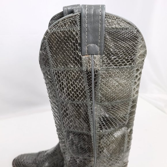 NOCONA Texas Vintage Exotic Patchwork Snake Python Skin Cowboy Western Boots 5.5 - Picture 6 of 11